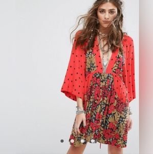 Free People Orange Floral Dress